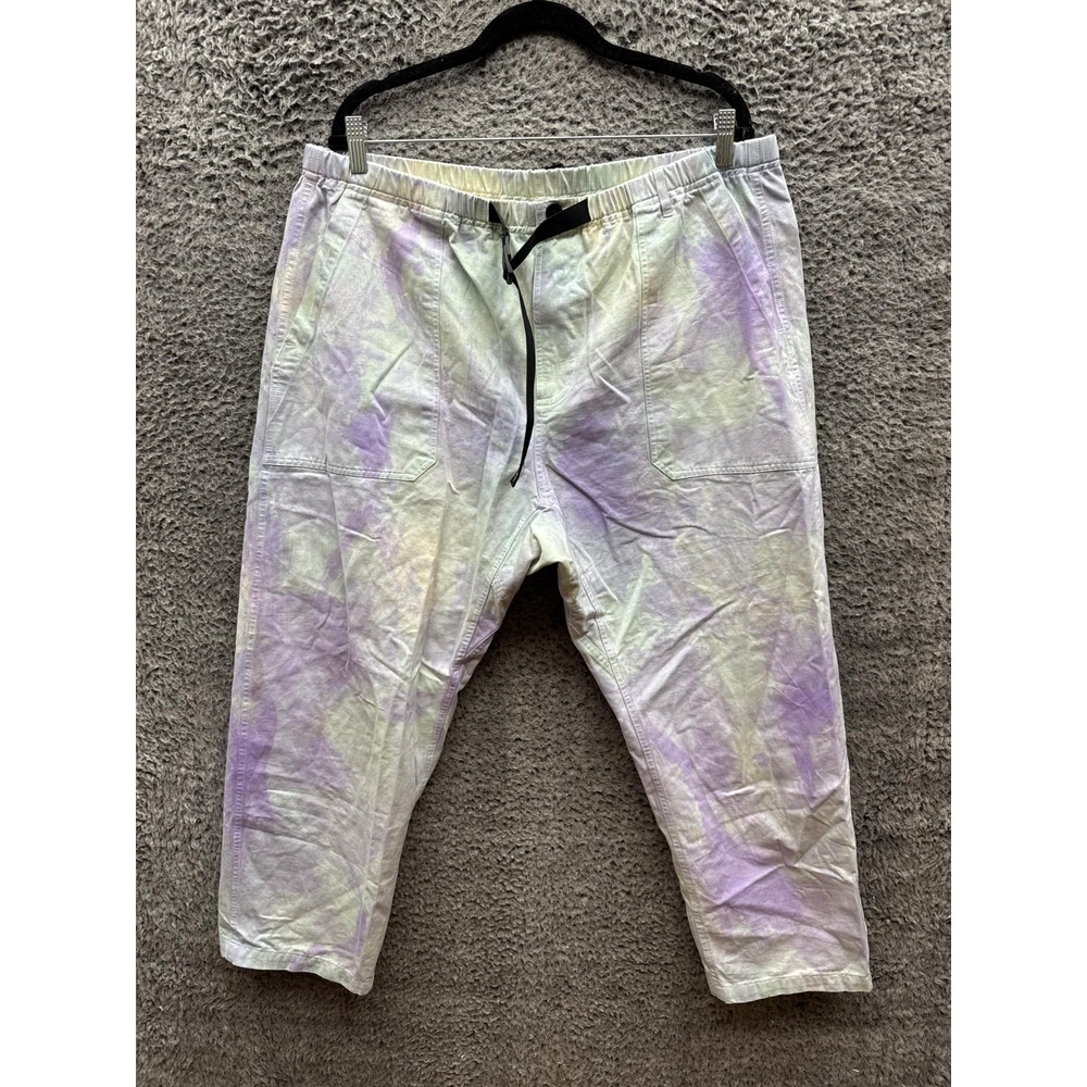 Belief High Rise Belted Tie-Dye Cropped Tapered Pants Multicolor Mens Size‎ XL